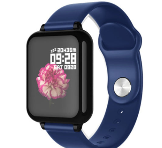 Smartwatch with a blue strap on a white background