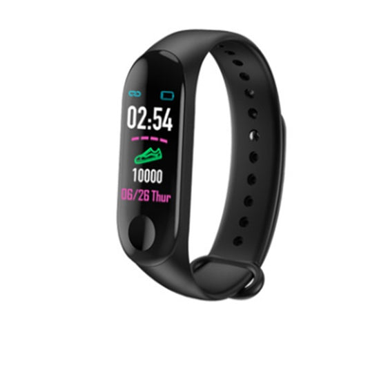 Black fitness tracker on a white background